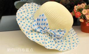 波点儿童草帽儿童太阳帽儿童帽子沙滩帽女童帽子春夏帽价格 厂家 图片