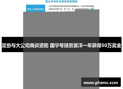 足协与大公司商谈资助 国字号球员留洋一年获得50万奖金