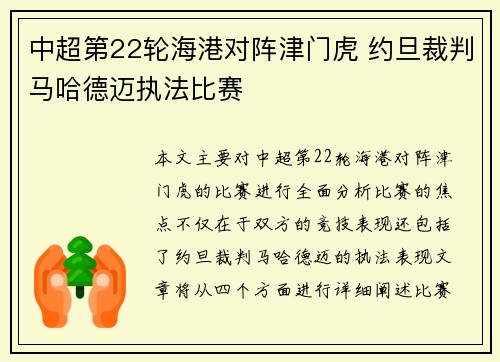 中超第22轮海港对阵津门虎 约旦裁判马哈德迈执法比赛
